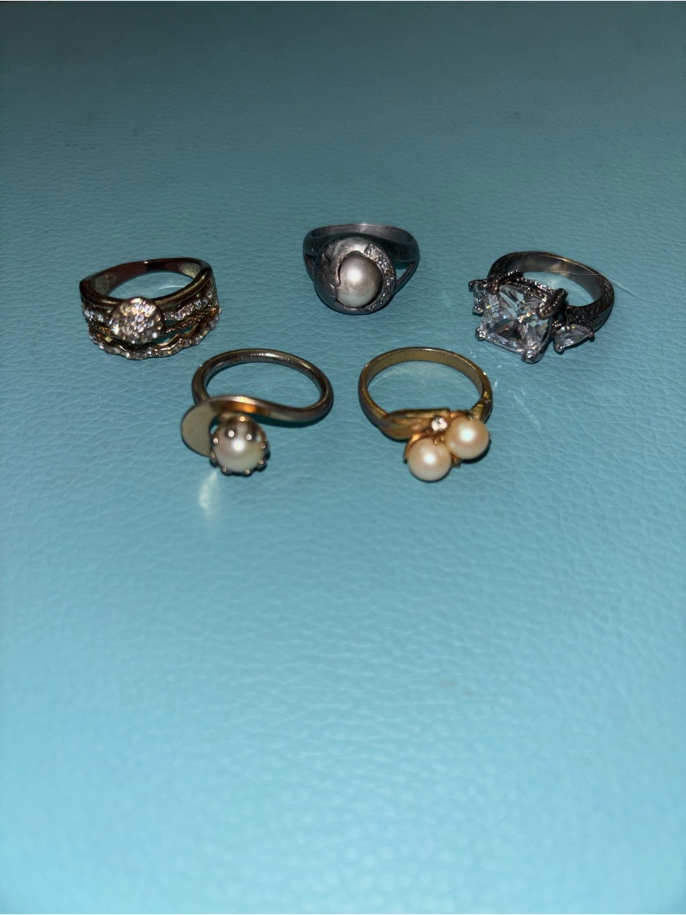 Pearl Accent Mixed-Metal Ring Set - White Pearls